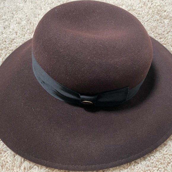 New GOORIN BROS. Women’s Sz S Wide Brim CLOCHE Hat 100% Wool Maroon Felt Boho - Picture 11 of 12